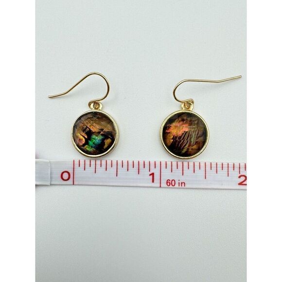 Gold Tone Faux Faceted Mother Pearl Triple Strand Snake Chain Necklace Earrings‎ - Picture 7 of 11